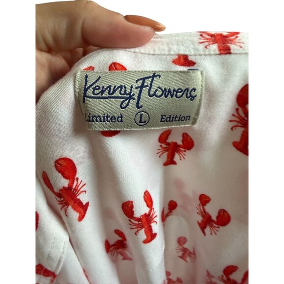 KENNY FLOWERS Limited Edition Lobster Print Short Sleeve Button Down Shirt Size - Picture 2 of 6